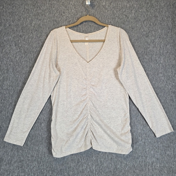 Athleta Tops - Athleta Long Sleeve Gathered Top Heathered Oatmeal Wmn's XL